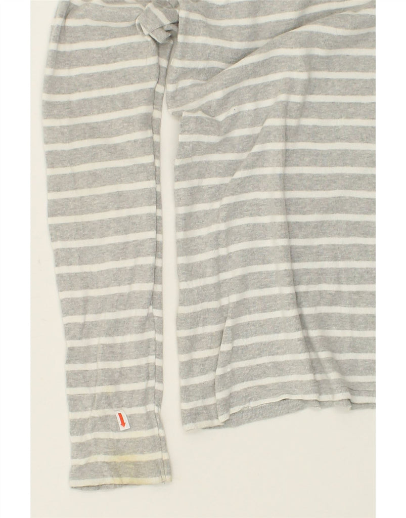 POLO RALPH LAUREN Womens Top Long Sleeve UK 14 Medium Grey Striped Cotton | Vintage Polo Ralph Lauren | Thrift | Second-Hand Polo Ralph Lauren | Used Clothing | Messina Hembry 