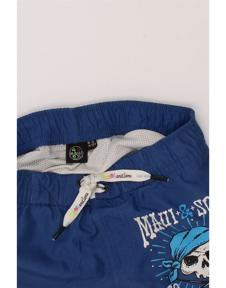 MAUI AND SONS Boys Graphic Swimming Shorts 8-9 Years Navy Blue Polyester Vintage Maui and Sons and Second-Hand Maui and Sons from Messina Hembry 