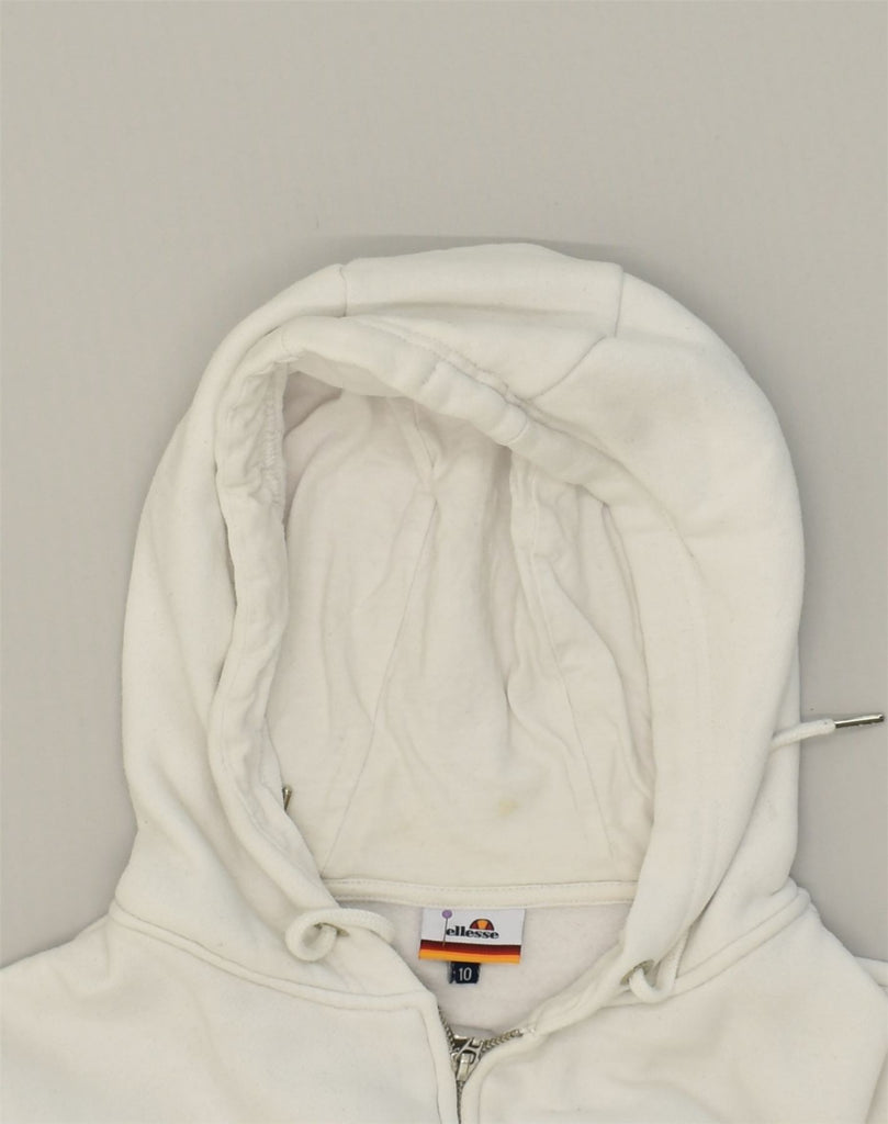 ELLESSE Womens Zip Hoodie Sweater UK 10 Small White Cotton | Vintage Ellesse | Thrift | Second-Hand Ellesse | Used Clothing | Messina Hembry 