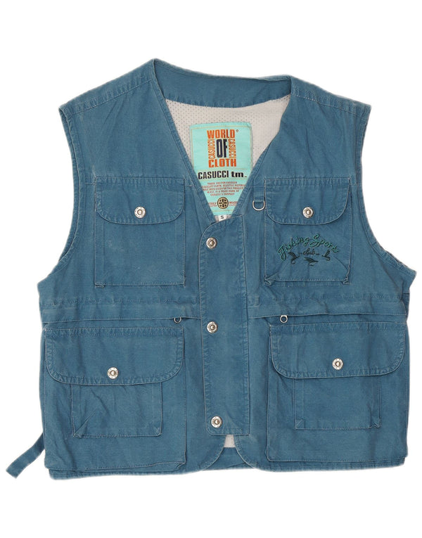 Casucci Mens Utility Gilet UK 36 Small Blue Cotton