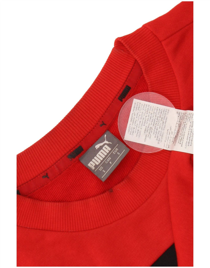 Puma Mens Graphic Sweatshirt Jumper Small Red Colourblock Cotton