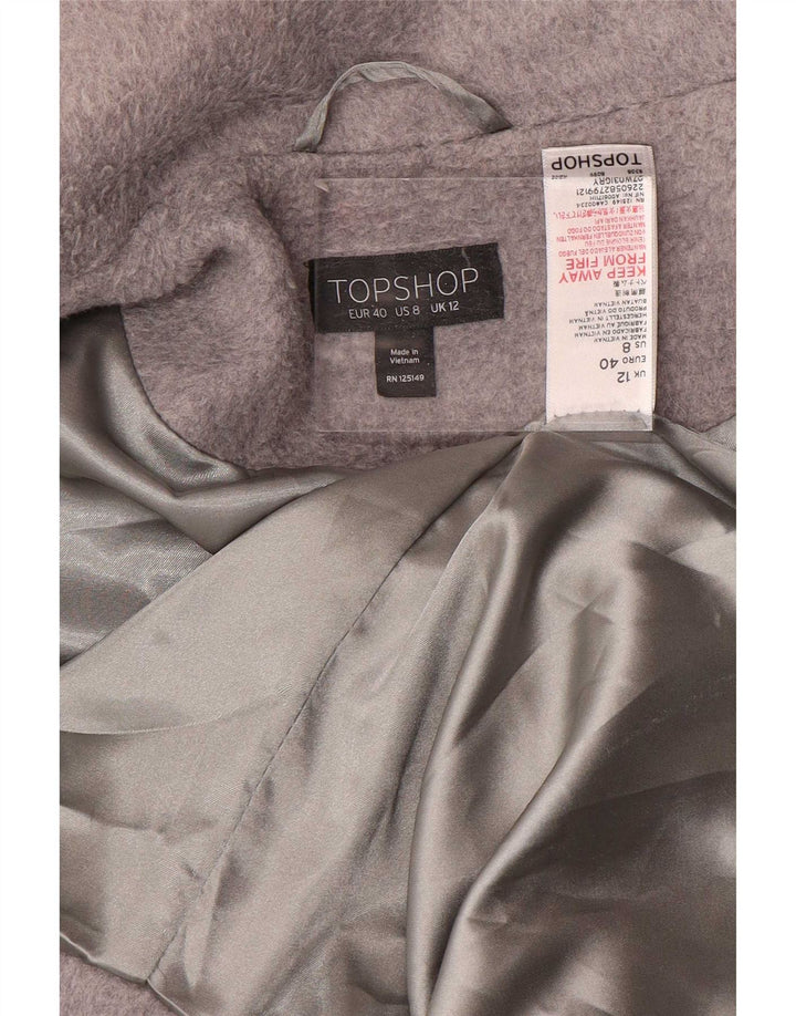 Topshop Womens Oversized Overcoat UK 12 Medium Grey Polyester
