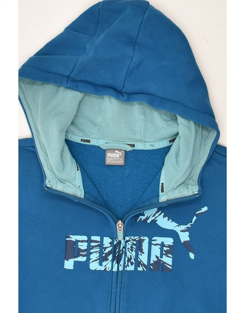 PUMA Boys Graphic Zip Hoodie Sweater 13-14 Years  Blue Cotton | Vintage Puma | Thrift | Second-Hand Puma | Used Clothing | Messina Hembry 