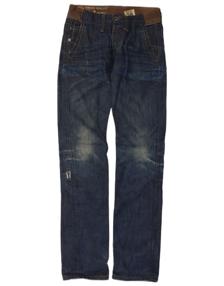 Replay Mens Distressed Slim Jeans W28 L34 Blue Cotton