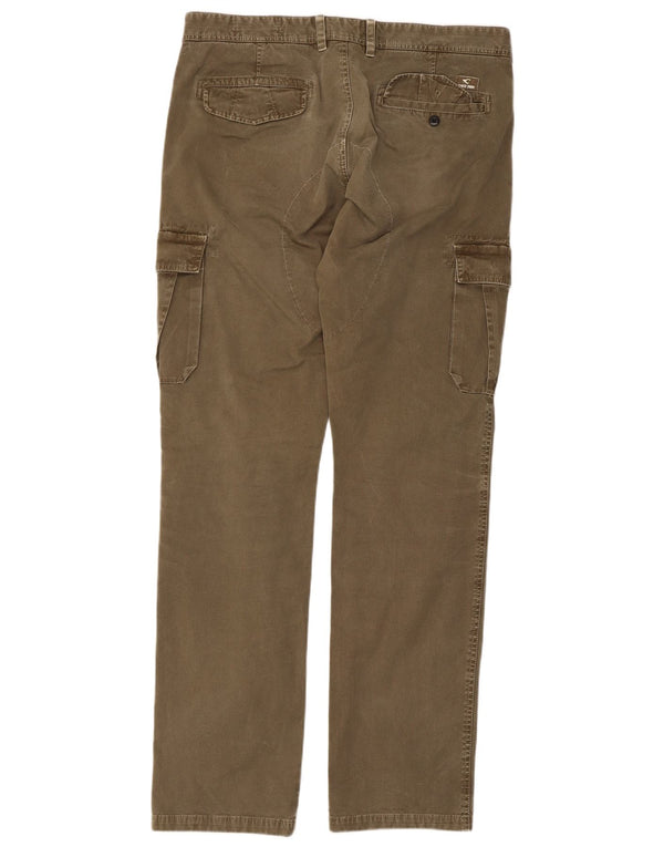 Vintage Mens Straight Cargo Trousers IT 52 XL W36 L34 Khaki Cotton