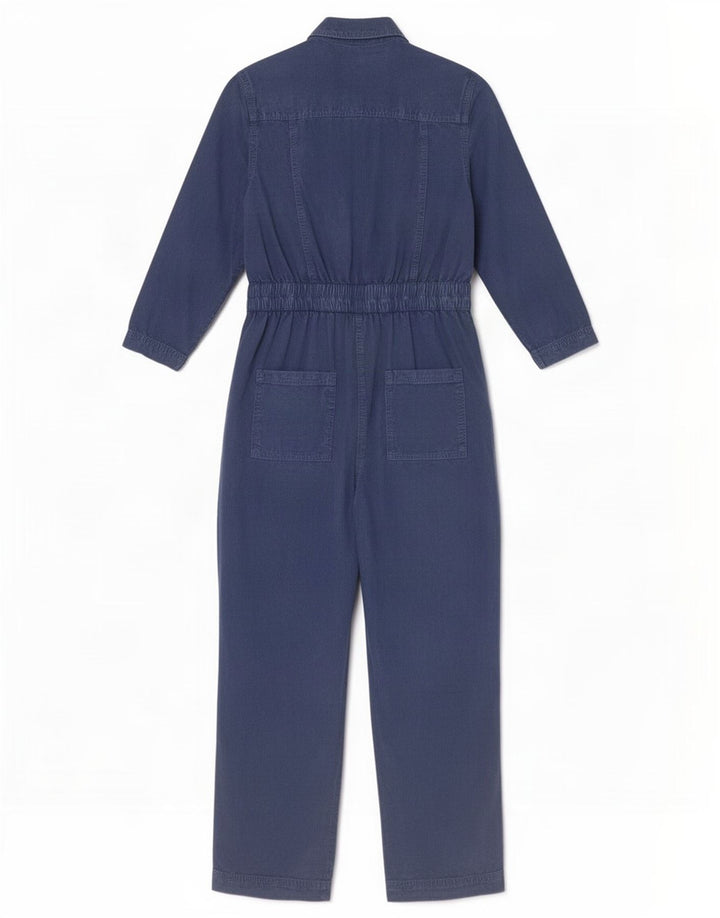 Marks & Spencer Womens Long Sleeve Jumpsuit UK 8 Small Blue Lyocell