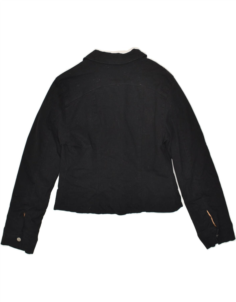 ROMAN'S Womens Crop Denim Jacket US 2 XS Black | Vintage Roman's | Thrift | Second-Hand Roman's | Used Clothing | Messina Hembry 