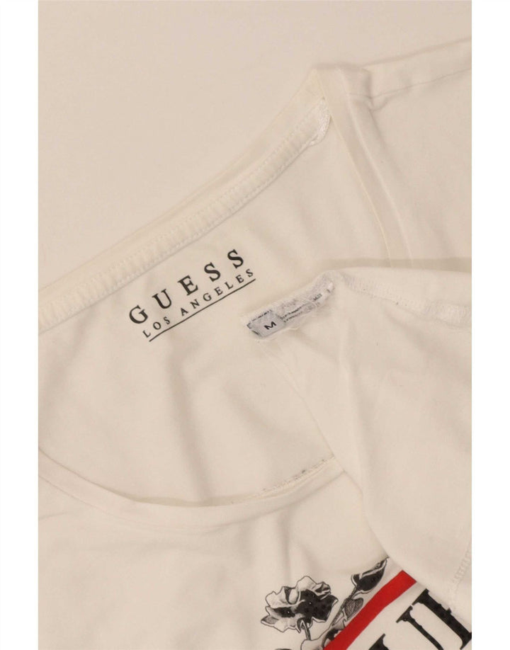 Guess Womens Graphic T-Shirt Top UK 12 Medium White