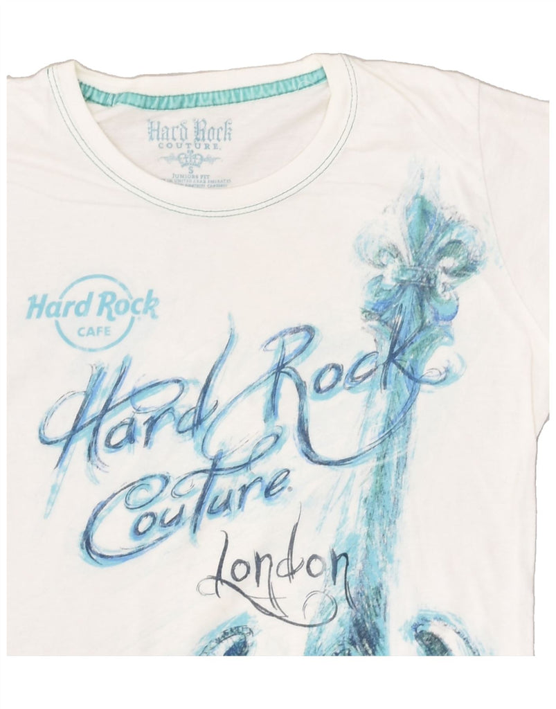 HARD ROCK CAFE Womens London Graphic T-Shirt Top UK 10 Small White Cotton | Vintage Hard Rock Cafe | Thrift | Second-Hand Hard Rock Cafe | Used Clothing | Messina Hembry 