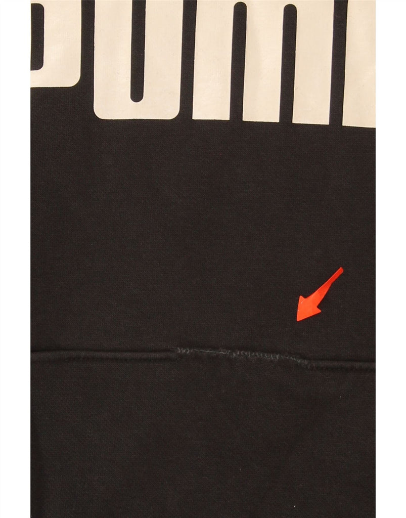 PUMA Womens Graphic Hoodie Jumper UK 16 Large  Black Cotton Vintage Puma and Second-Hand Puma from Messina Hembry 