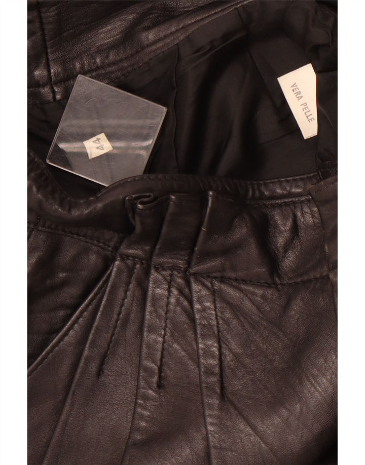 VINTAGE Womens Pegged Leather Trousers IT 44 Medium W26 L26 Black Leather