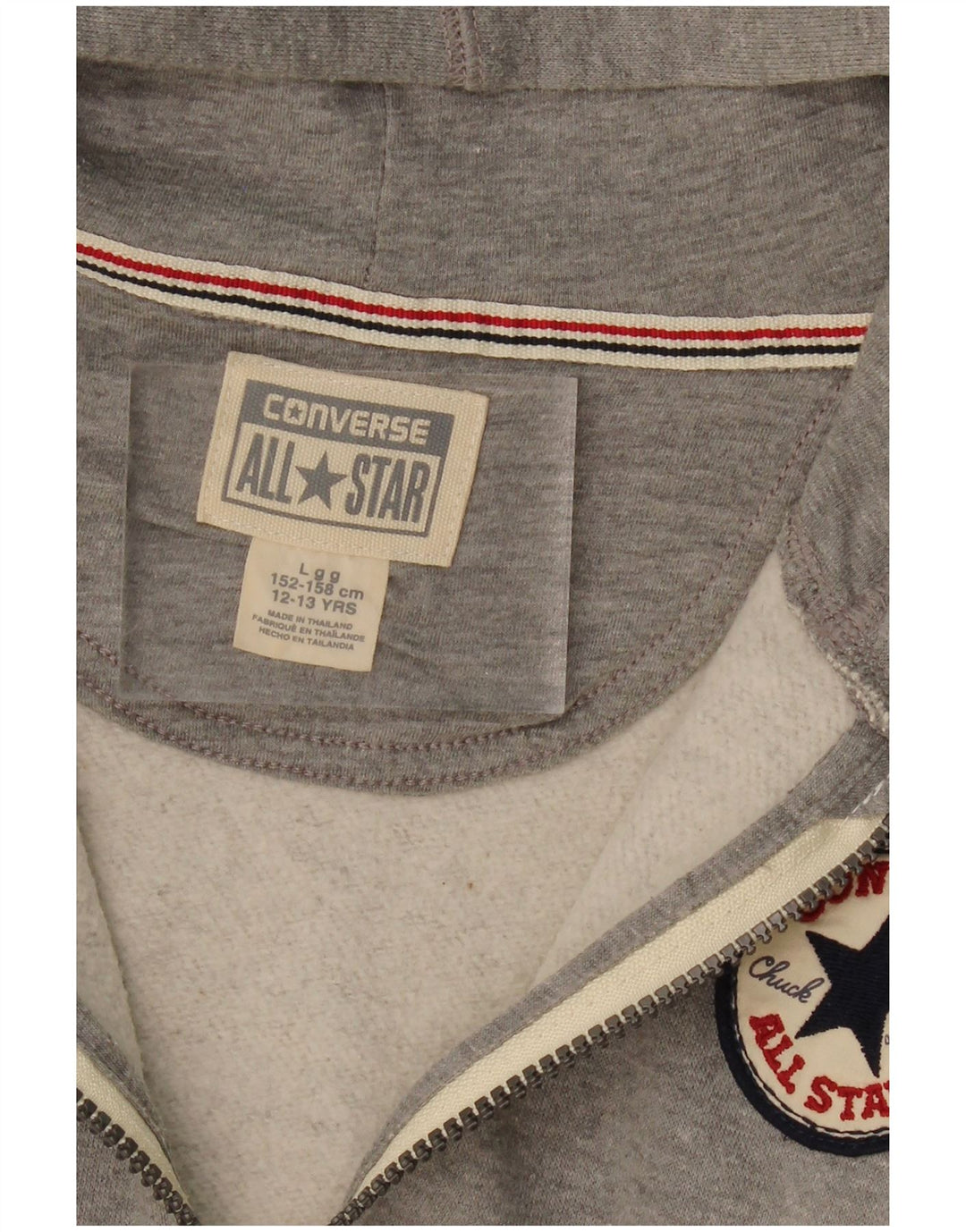 CONVERSE Boys Zip Hoodie Sweater 12-13 Years Large Grey