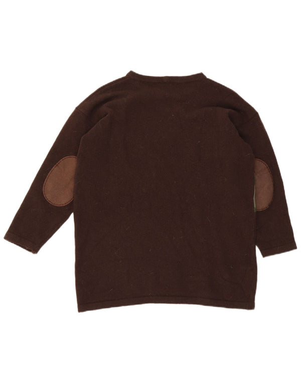 Iceberg Womens Graphic Boat Neck Jumper Sweater IT 42 Medium Brown