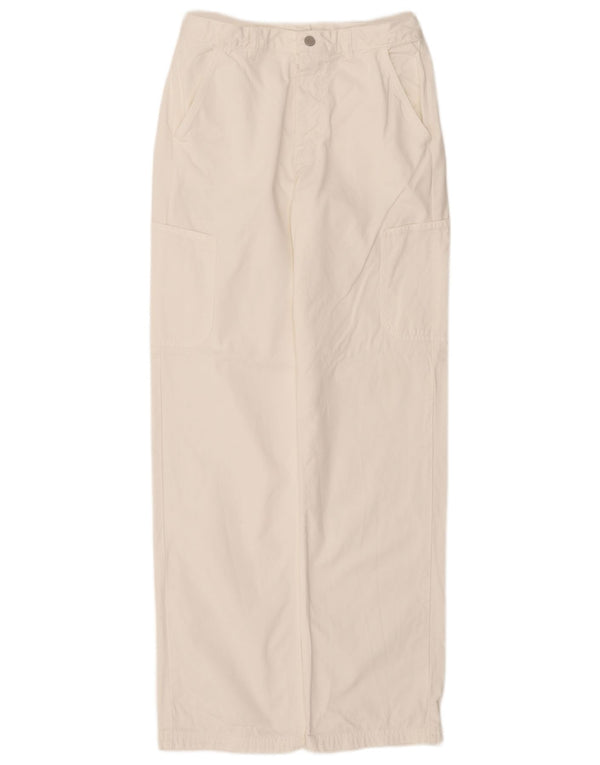 Benetton Mens Straight Cargo Trousers IT 48 Medium W30 L33 White Cotton