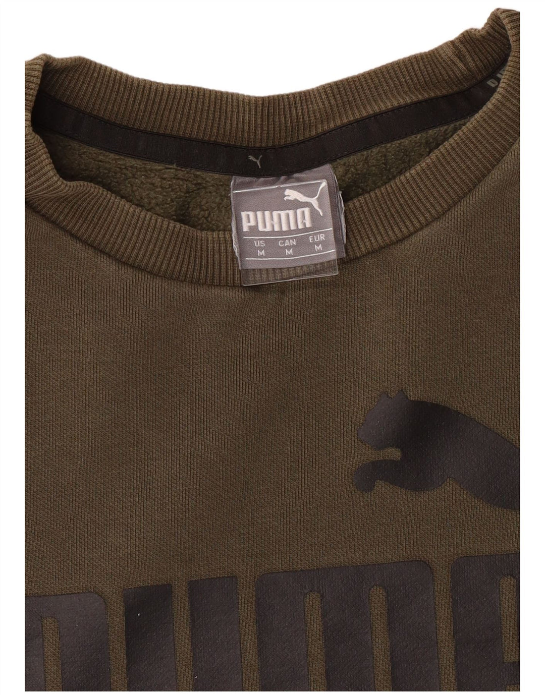 PUMA Womens Graphic Sweatshirt Jumper UK 14 Medium Khaki Cotton
