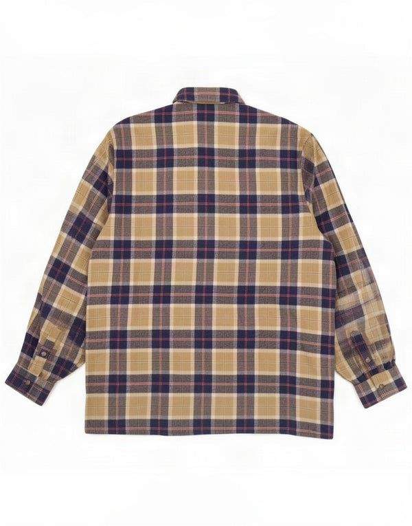 Follie Mens Flannel Shirt 2XL Beige Check Wool
