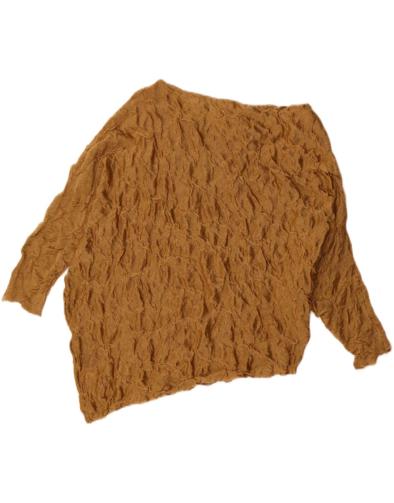 ZARA Womens Asymmetric 3/4 Sleeve Blouse Top UK 14 Medium Brown Viscose Vintage Zara and Second-Hand Zara from Messina Hembry 