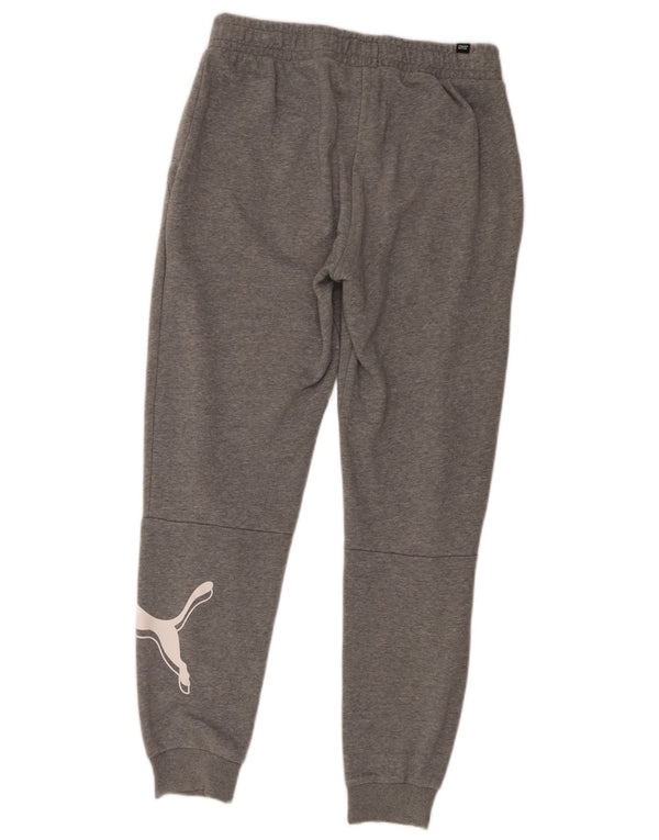 Puma Mens Graphic Tracksuit Trousers Joggers Medium Grey Flecked Cotton