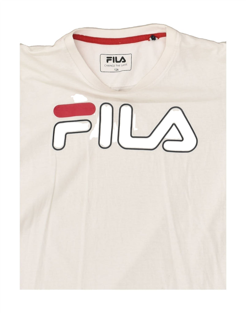 FILA Boys Graphic T-Shirt Top 11-12 Years White Cotton | Vintage Fila | Thrift | Second-Hand Fila | Used Clothing | Messina Hembry 