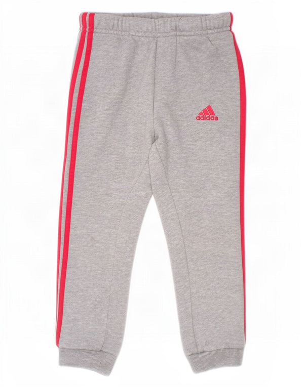 Adidas Boys Tracksuit Trousers Joggers 2-3 Years Grey Flecked Cotton