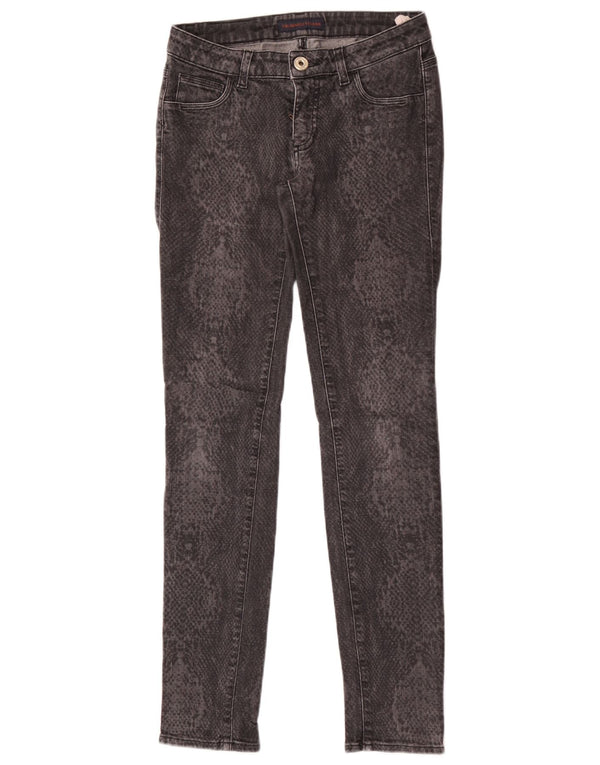 Trussardi Womens Skinny Jeans IT 40 Small W26 L31 Black Animal Print Cotton