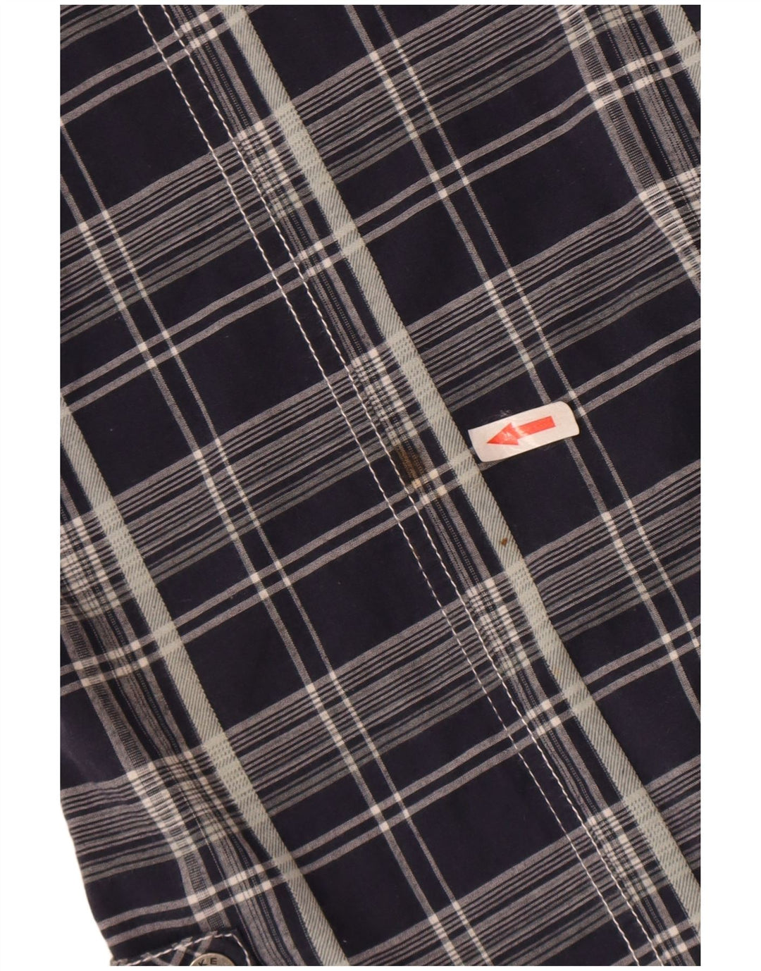BKE Mens Athletic Fit  Military Shirt Large Navy Blue Check Cotton
