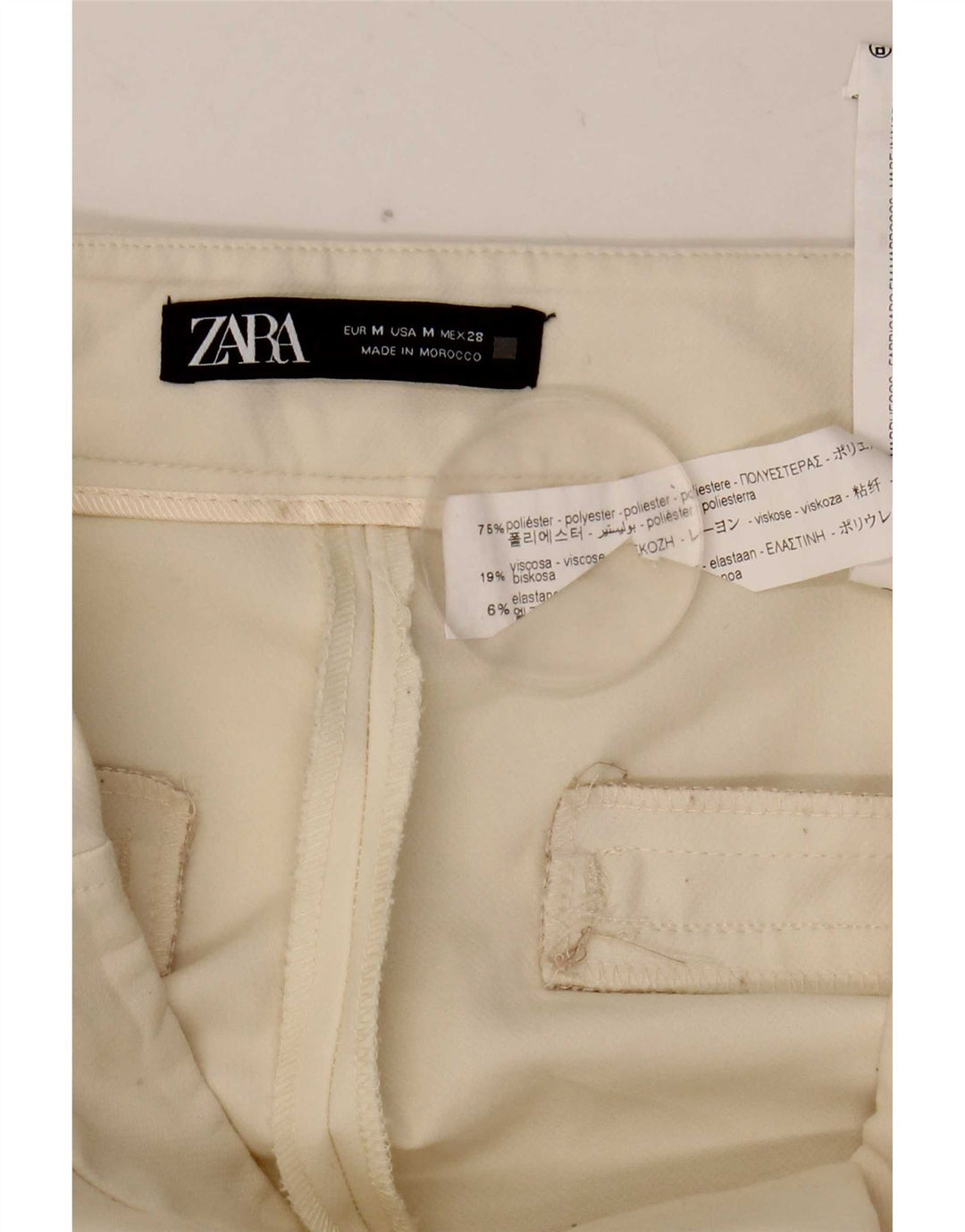 Zara Womens Bootcut Casual Trousers Medium W28 L32 White Polyester