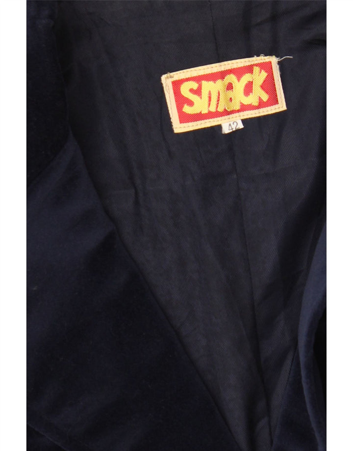 Vintage Womens Velvet 2 Button Blazer Jacket IT 42 Medium Navy Blue