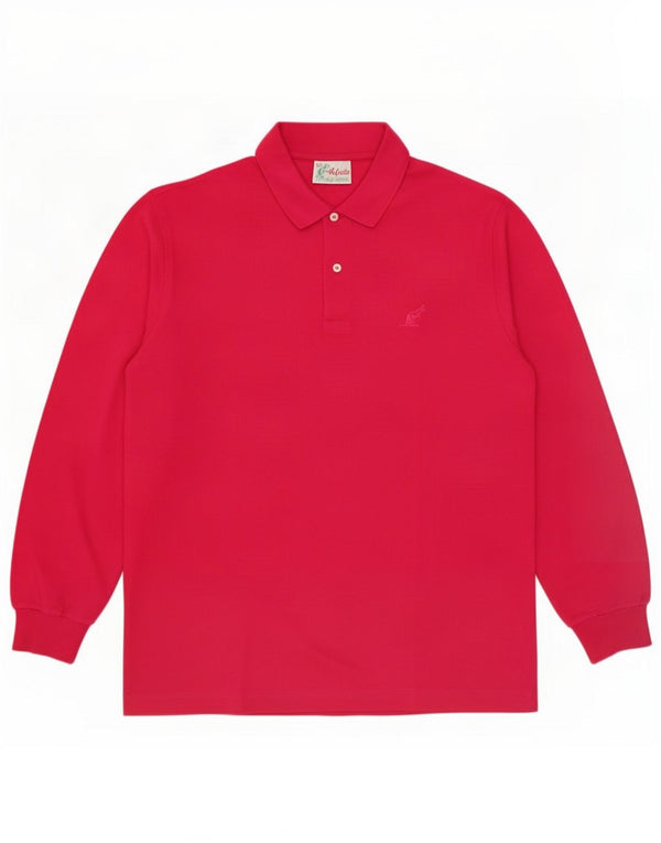 AUSTRALIAN L'ALPINA Mens Long Sleeve Polo Shirt IT 52 Large Pink Cotton