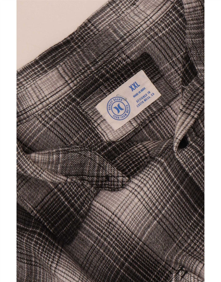 Hurley Mens Flannel Shirt 2XL Grey Plaid