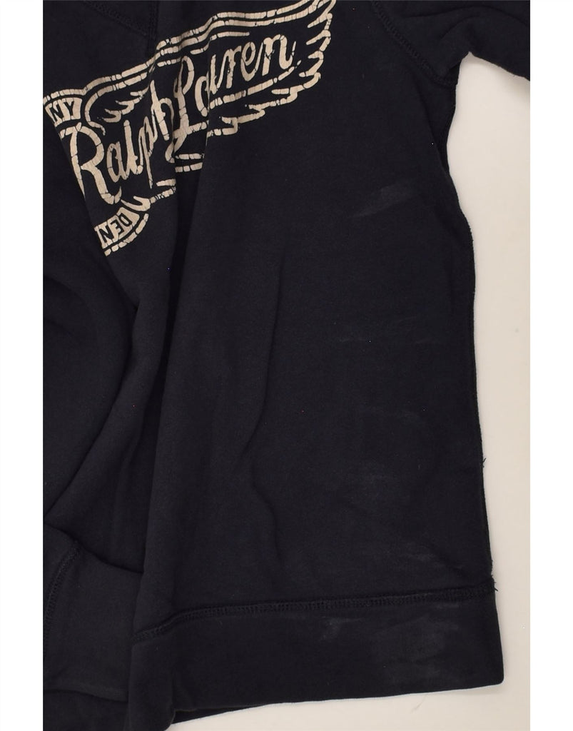 RALPH LAUREN Mens Graphic Sweatshirt Jumper Small Navy Blue Cotton | Vintage Ralph Lauren | Thrift | Second-Hand Ralph Lauren | Used Clothing | Messina Hembry 