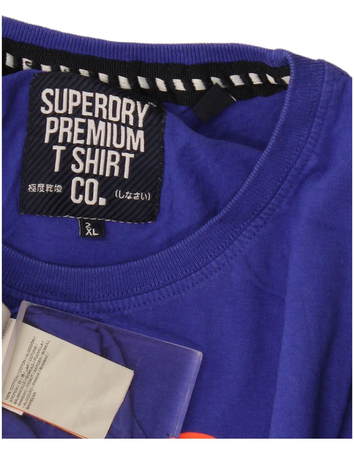 Superdry Mens Graphic T-Shirt Top 2XL Blue Cotton
