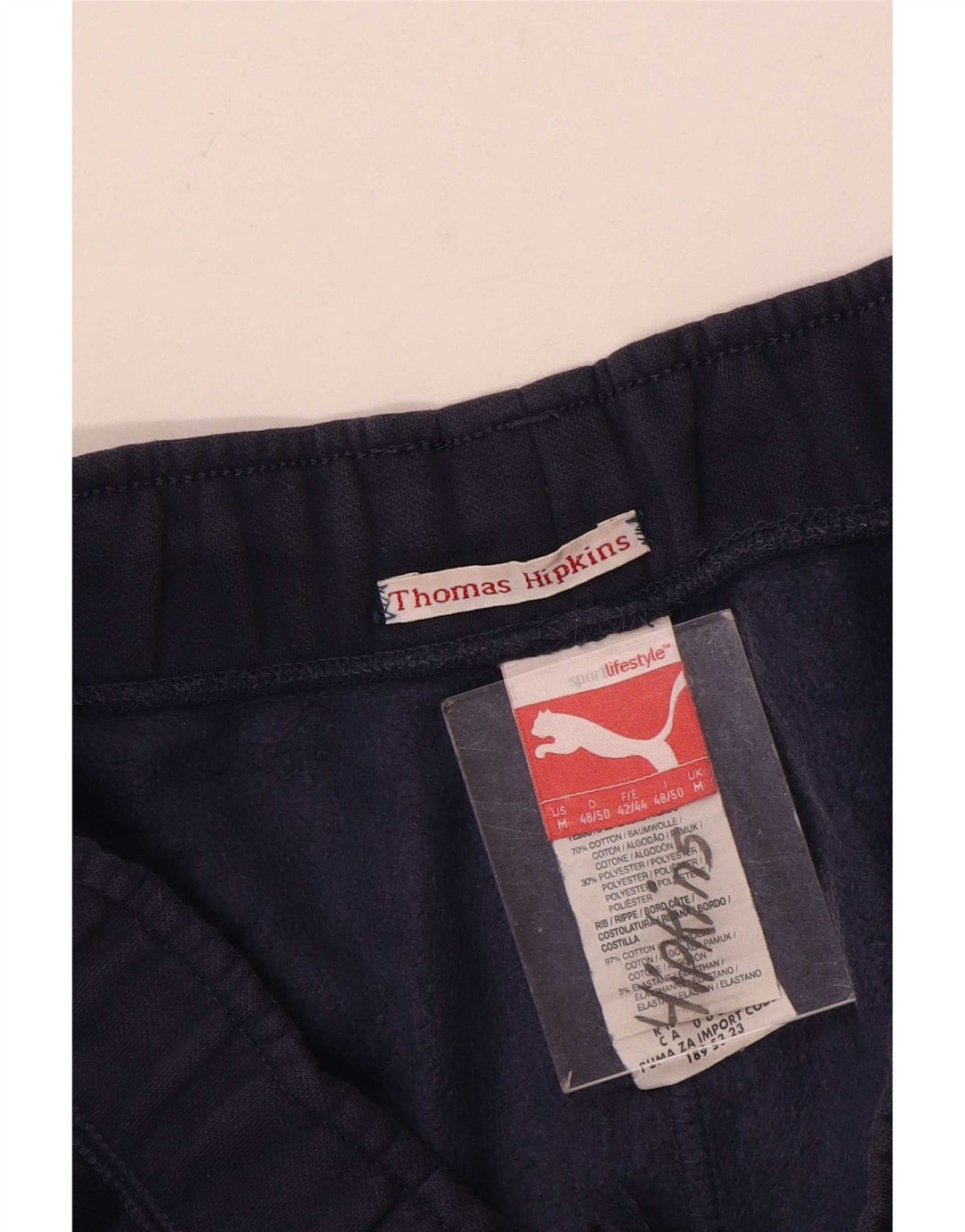 Puma Mens Graphic Tracksuit Trousers Joggers Medium Navy Blue Cotton
