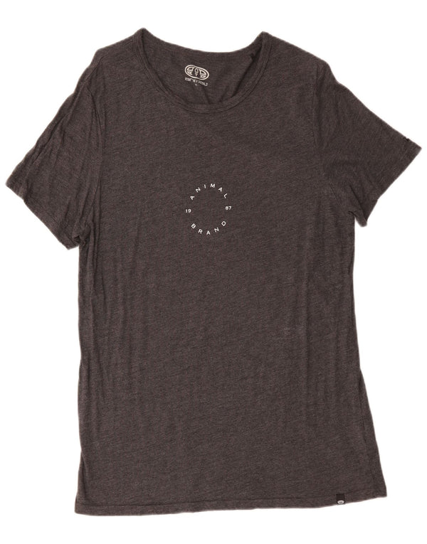 Animal Mens T-Shirt Top Medium Grey Viscose