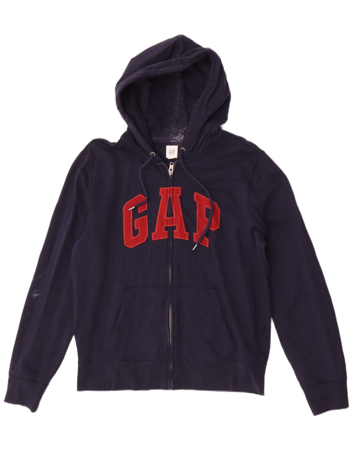 Gap Mens Graphic Zip Hoodie Sweater Large Navy Blue Cotton