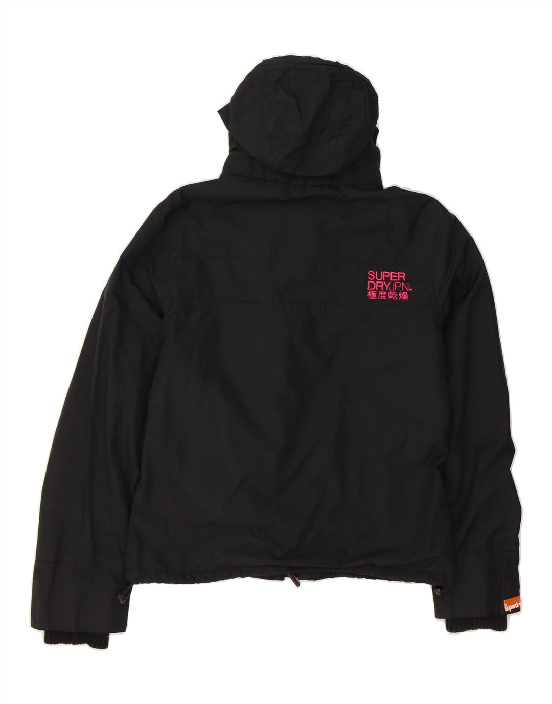SUPERDRY Womens Hooded Windbreaker Jacket UK 16 Large Black Nylon Vintage Superdry and Second-Hand Superdry from Messina Hembry 