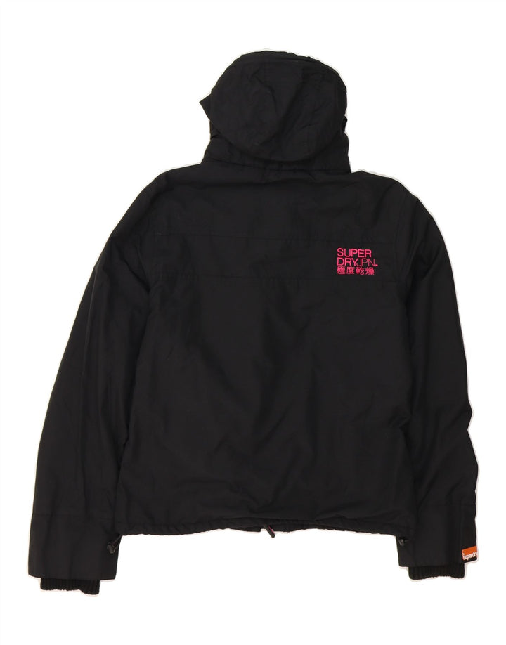 SUPERDRY Womens Hooded Windbreaker Jacket UK 16 Large Black Nylon Vintage Superdry and Second-Hand Superdry from Messina Hembry 