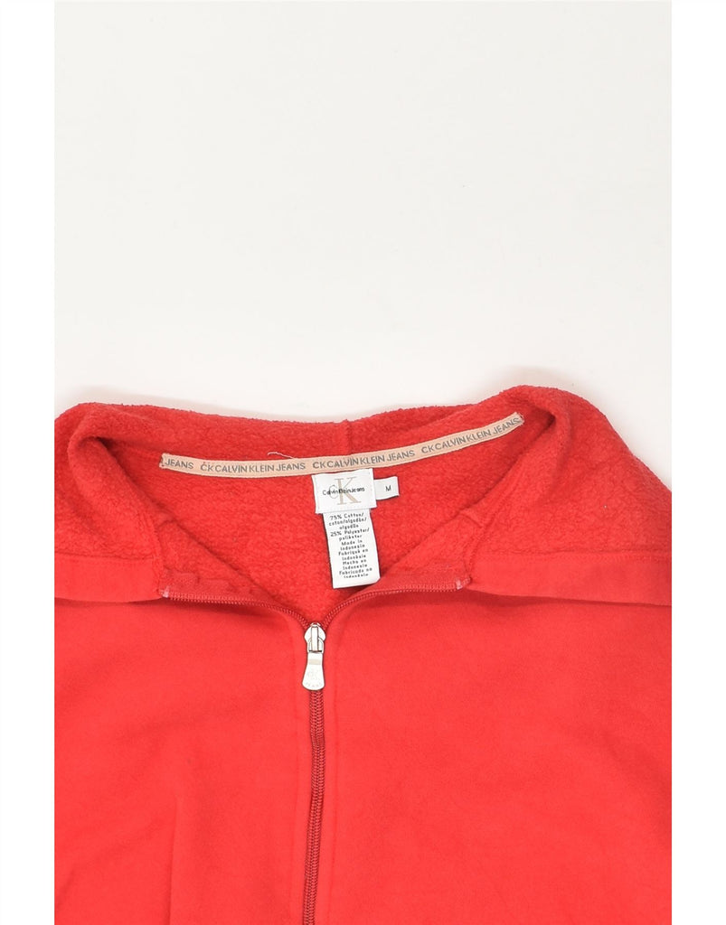 CALVIN KLEIN Womens Zip Hoodie Sweater UK 14 Medium Red Cotton | Vintage Calvin Klein | Thrift | Second-Hand Calvin Klein | Used Clothing | Messina Hembry 