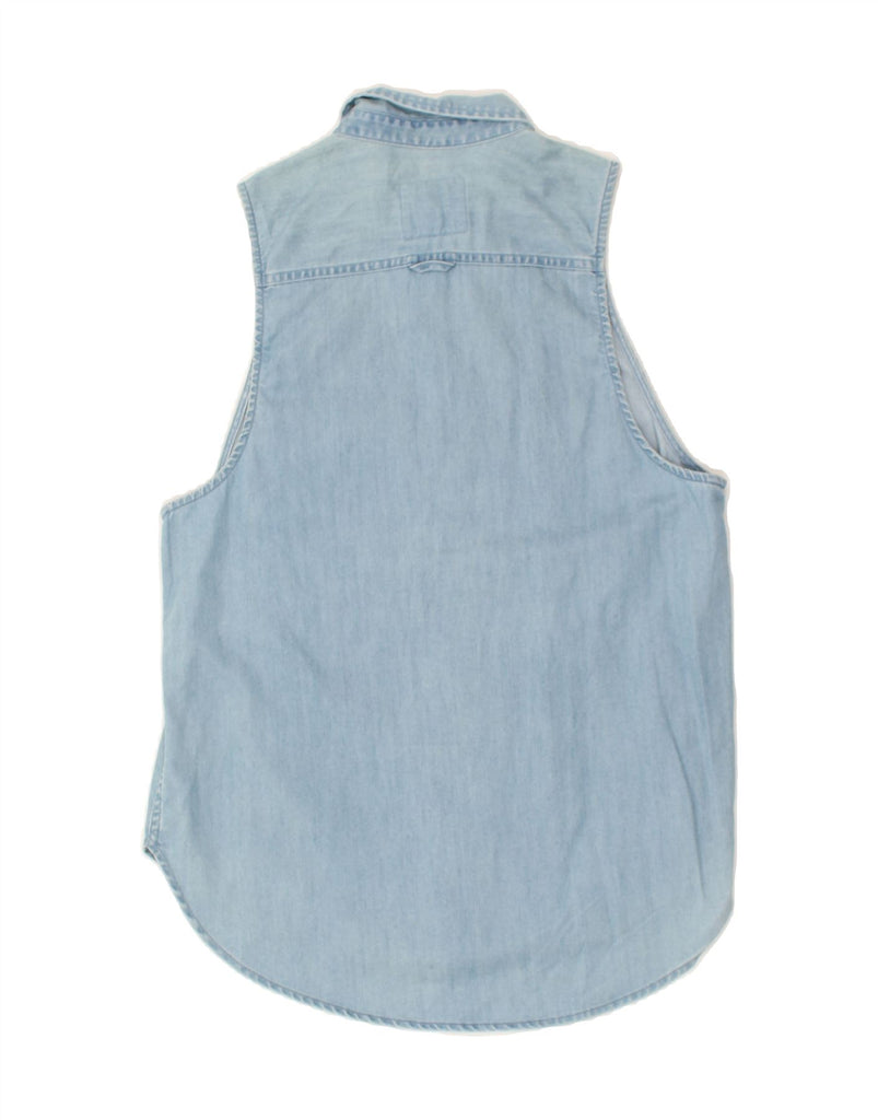 ABERCROMBIE & FITCH Womens Sleeveless Denim Shirt UK 10 Small Blue | Vintage Abercrombie & Fitch | Thrift | Second-Hand Abercrombie & Fitch | Used Clothing | Messina Hembry 