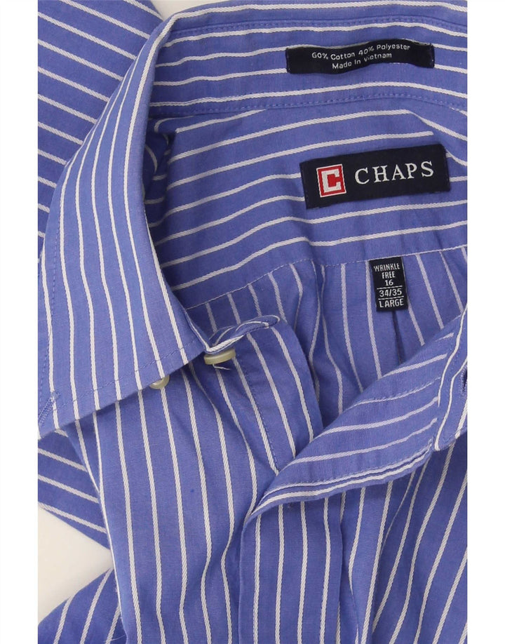 Chaps Mens Shirt Size 16 Large Blue Pinstripe Cotton