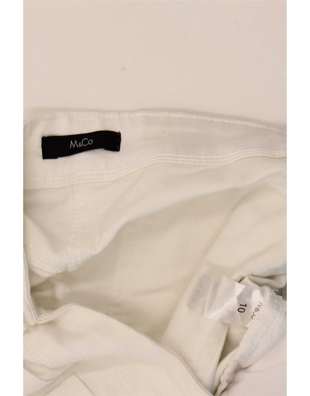 M&Co Womens Denim Skirt UK 10 Small W30 White Cotton