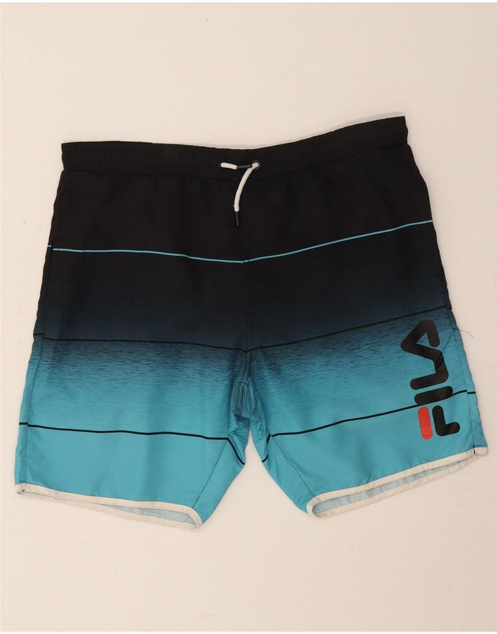 Fila Mens Graphic Swimming Shorts Medium  Blue Colourblock Polyester