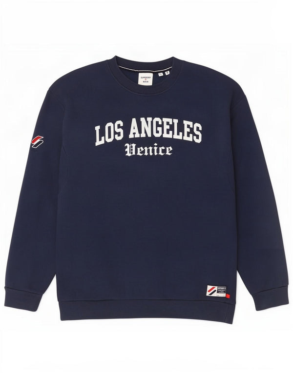 Superdry Mens Graphic Sweatshirt Jumper Small Navy Blue Cotton