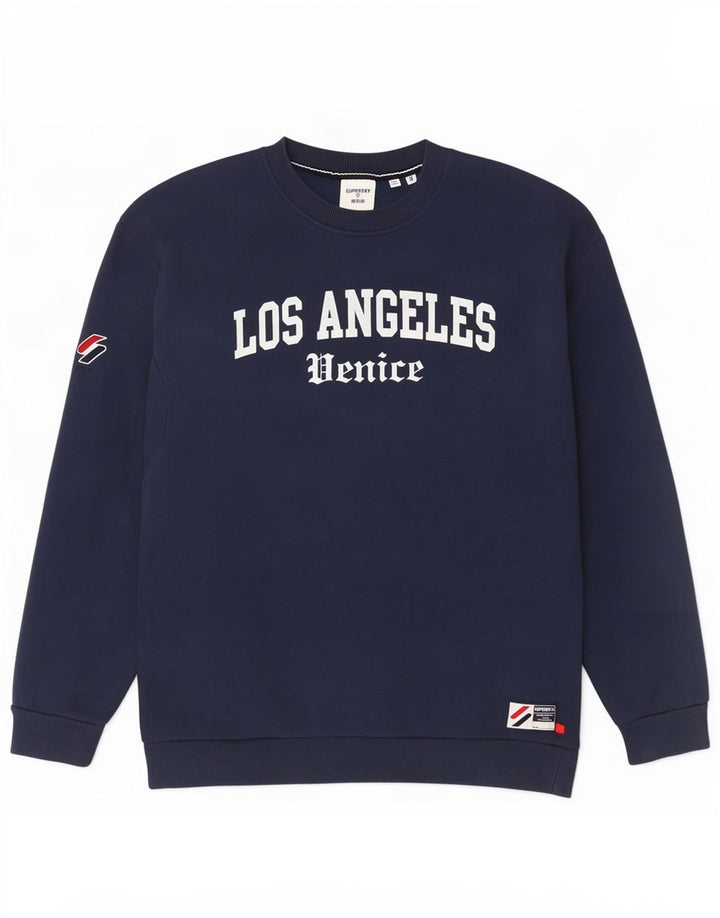 Superdry Mens Graphic Sweatshirt Jumper Small Navy Blue Cotton