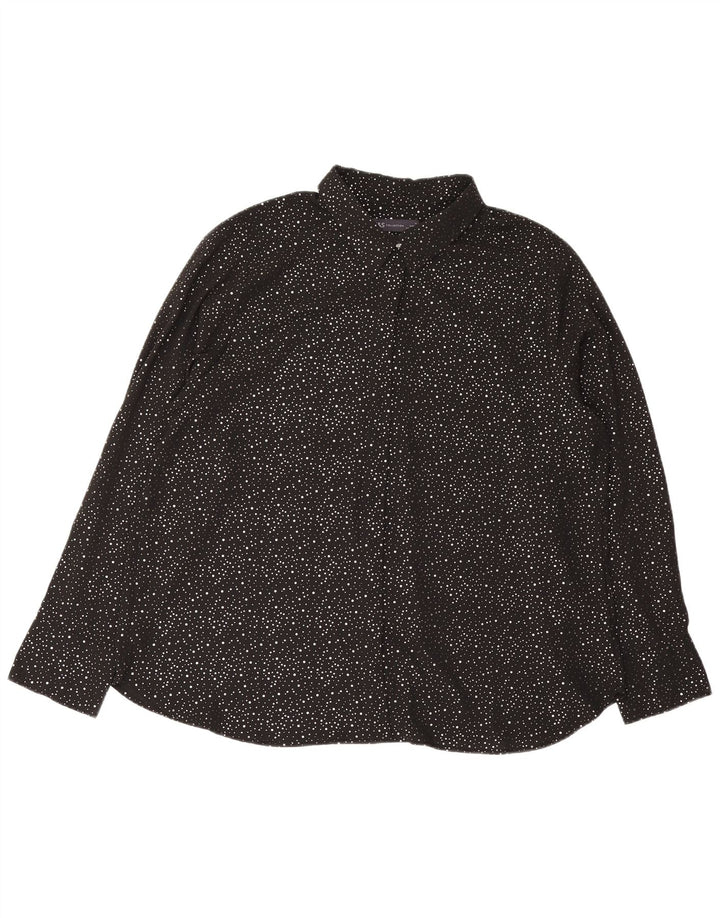 Marks & Spencer Womens Oversized Shirt Blouse UK 18 XL Black Spotted