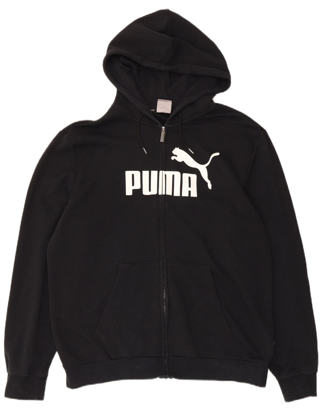 Puma Mens Graphic Zip Hoodie Sweater Large Black Cotton