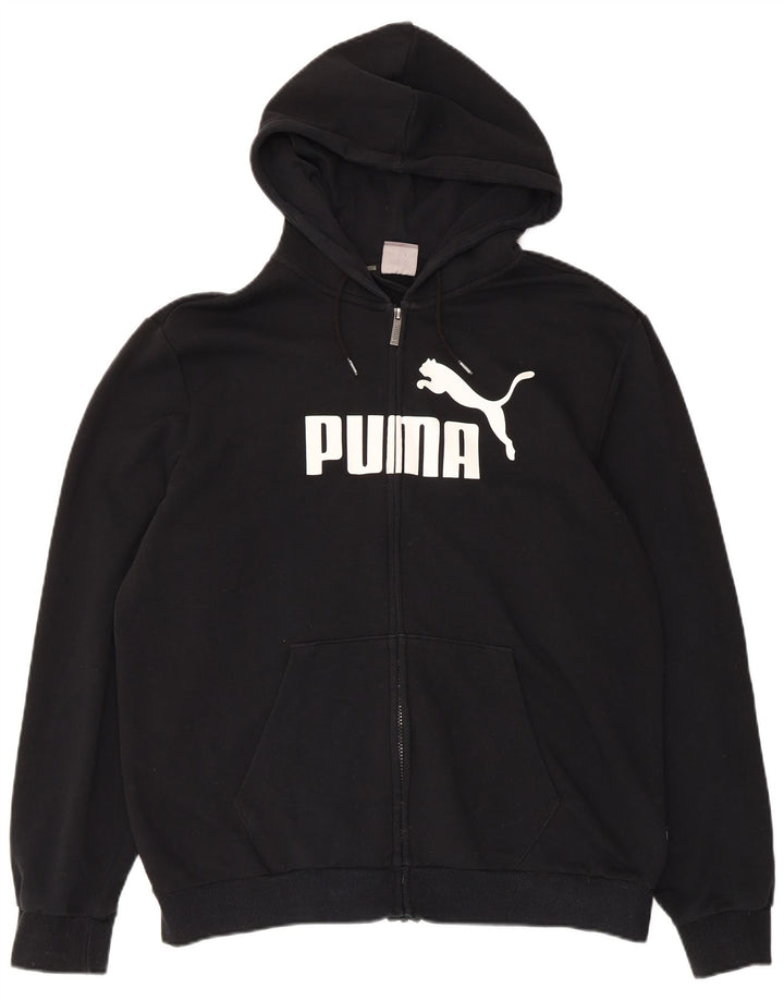 Puma Mens Graphic Zip Hoodie Sweater Large Black Cotton