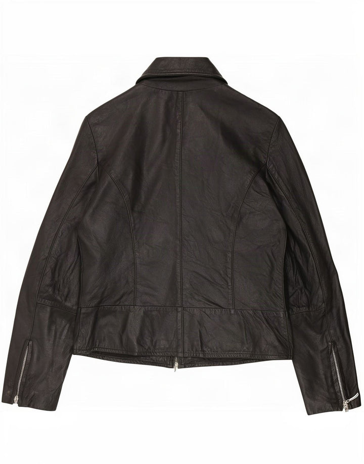 Vintage Womens Leather Jacket IT 42 Medium Black