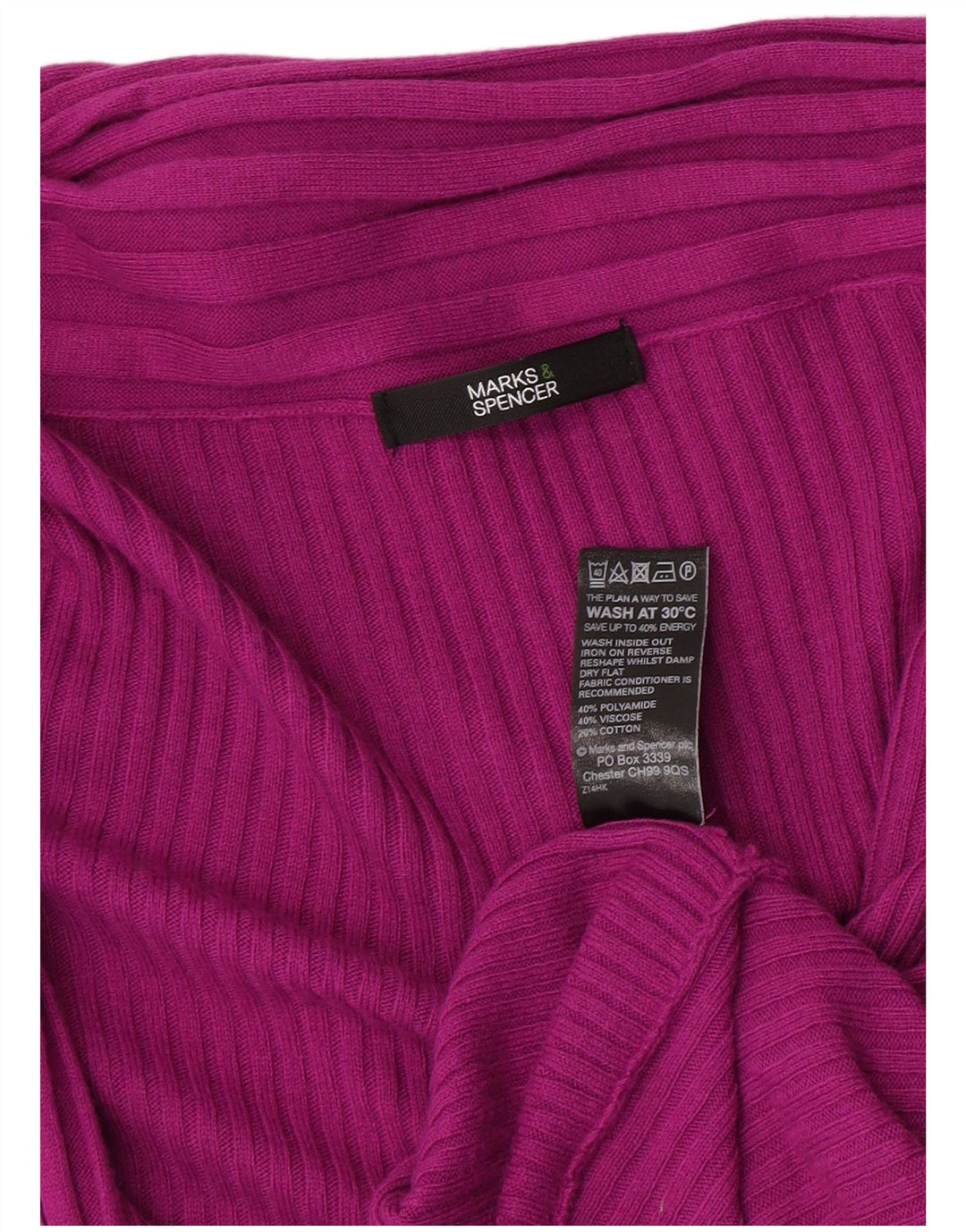 Marks & Spencer Womens Asymmetric Open Cardigan Sweater UK 16 Large Pink