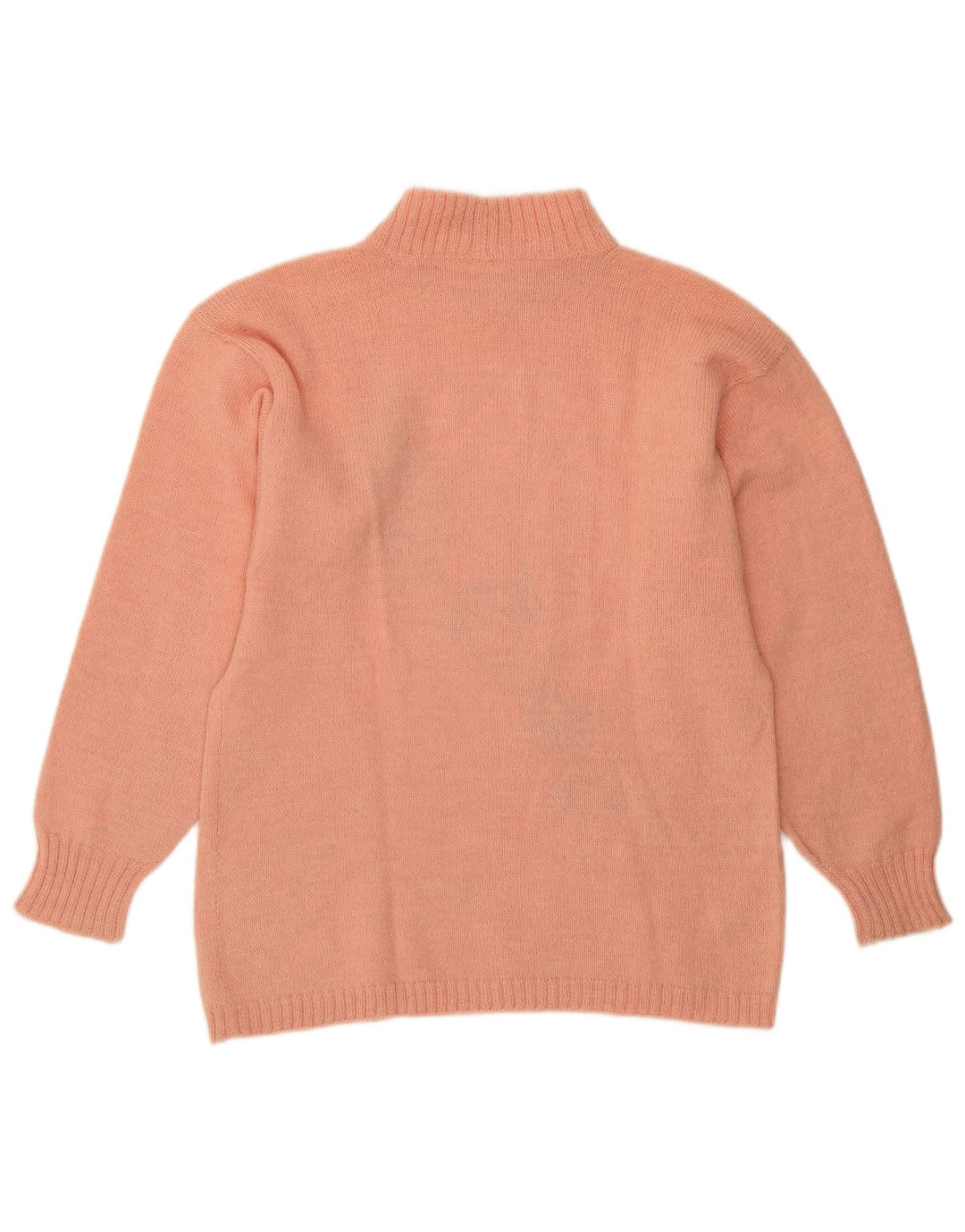 Vintage Womens Turtle Neck Jumper Sweater UK 14 Medium Pink Floral